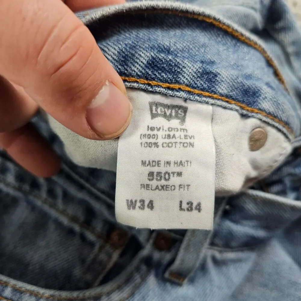 Levis 550 Jean Mens 33x32 Relaxed Straight Light Wash Grunge Cowboy Skater Work